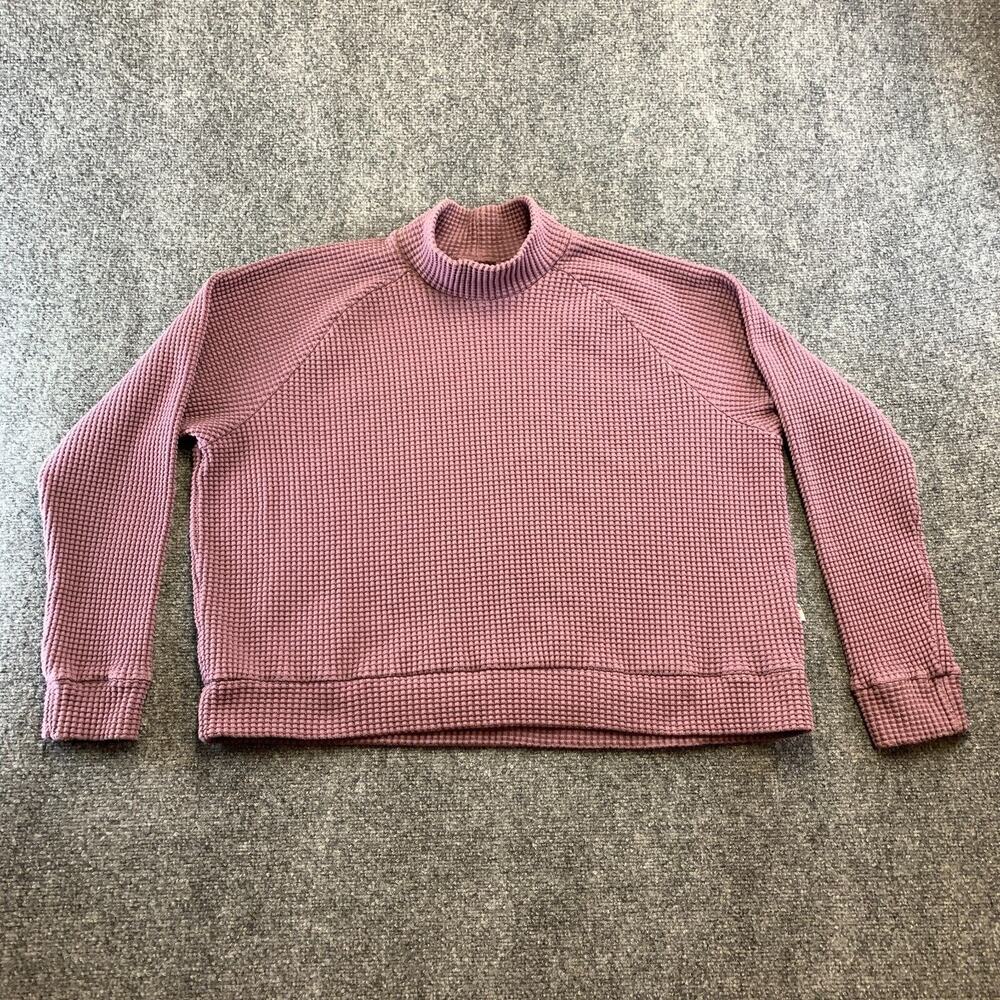 The North Face Waffle Thermal Knit Mock Neck Pullover Top Dusty Purple Plum XL